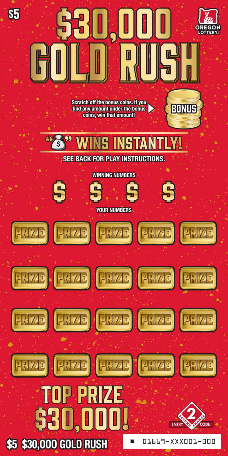 $30,000 Gold Rush scratch-off ticket