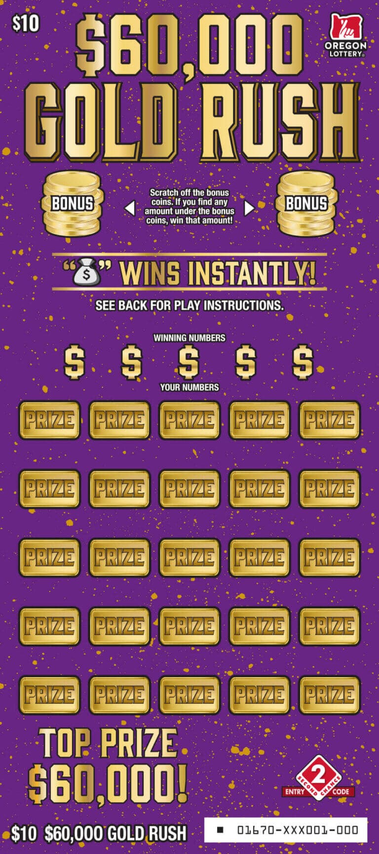 $60,000 Gold Rush scratch-off ticket