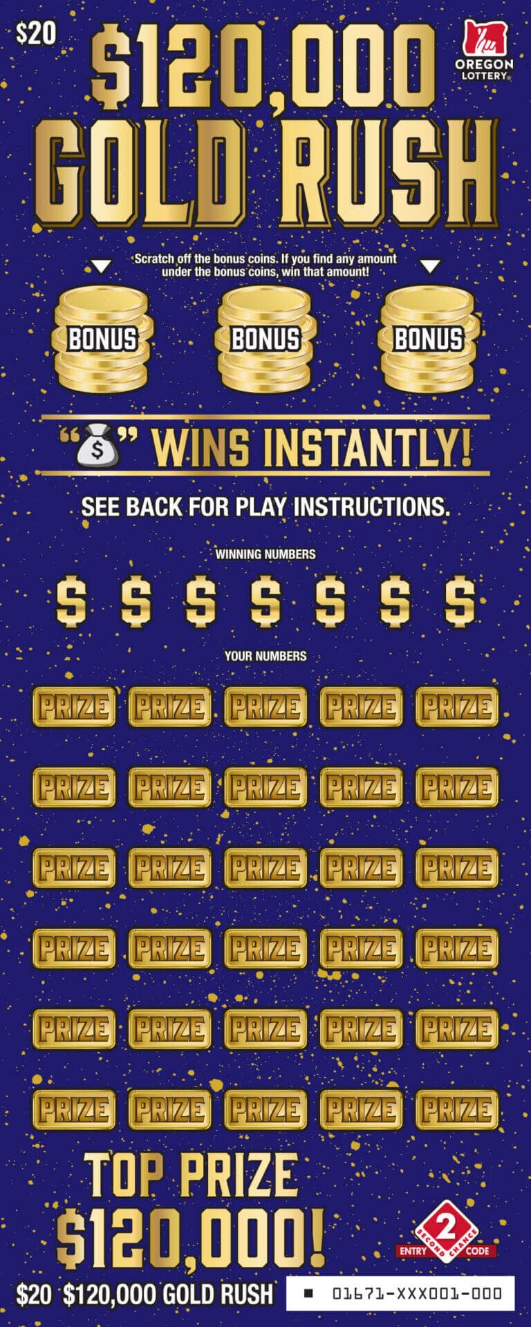 $120,000 Gold Rush scratch-off ticket