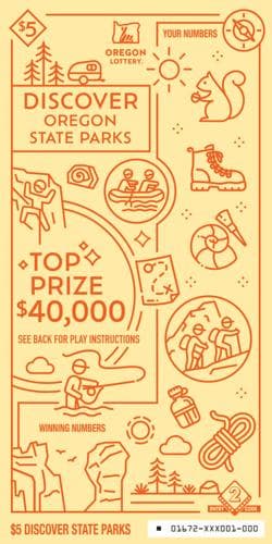 Discover Oregon State Parks scratch-off ticket