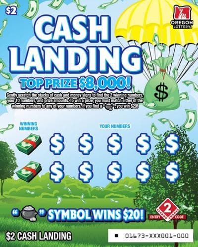 Cash Landing scratch-off ticket