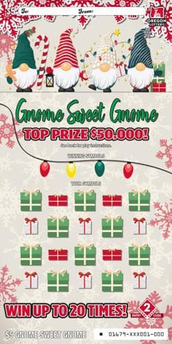 Gnome Sweet Gnome scratch-off ticket
