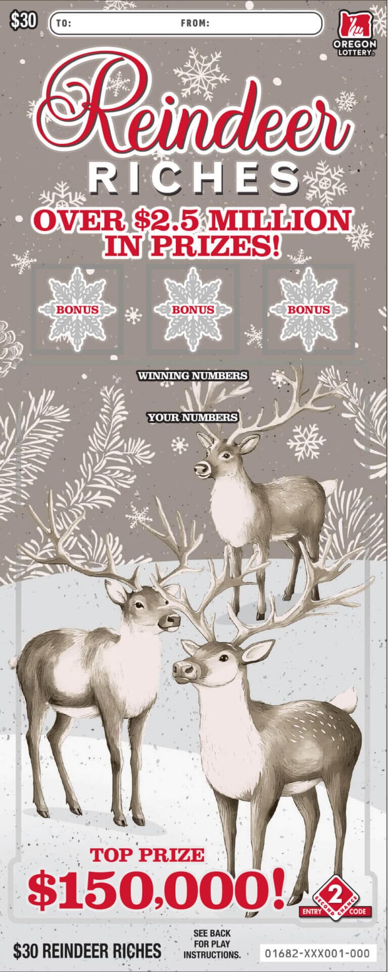 Reindeer Riches scratch-off ticket