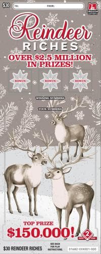 Reindeer Riches scratch-off ticket