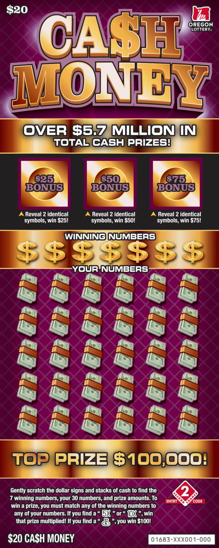 Cash Money scratch-off ticket