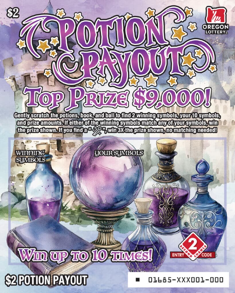 Potion Payout scratch-off ticket