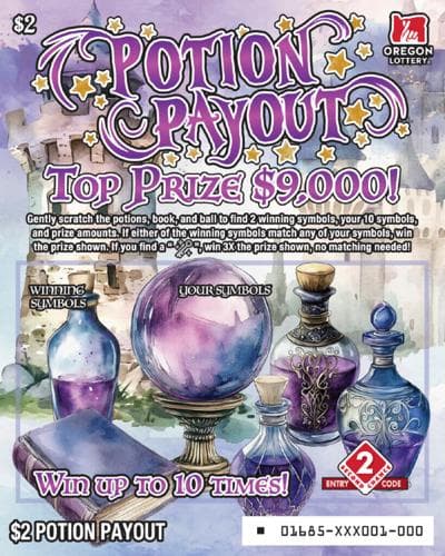Potion Payout scratch-off ticket