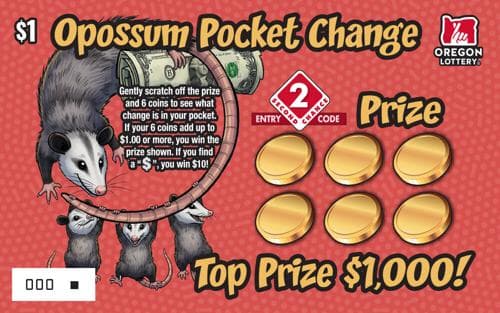 Opossum Pocket Change scratch-off ticket