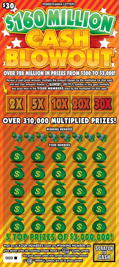 $160 Million Cash Blowout scratch-off ticket