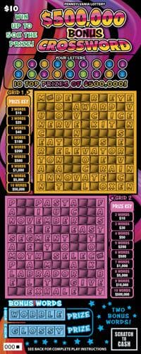 $500,000 Bonus Crossword* scratch-off ticket