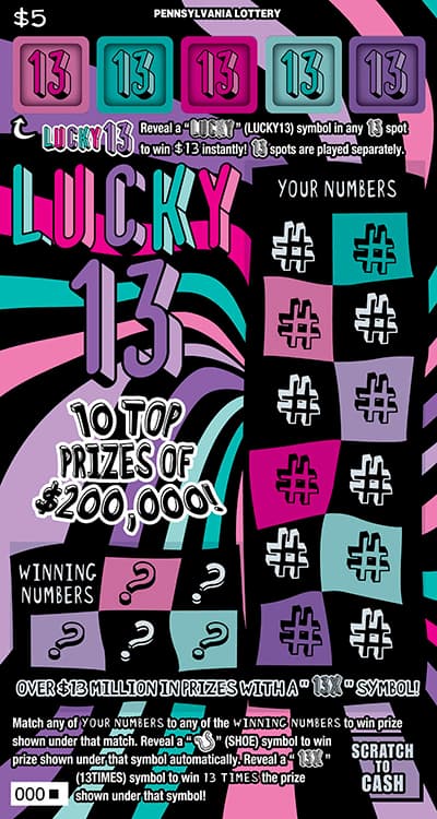 Lucky 13 scratch-off ticket