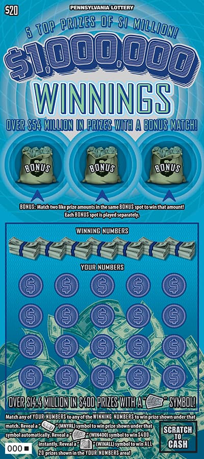 $1,000,000 Winnings scratch-off ticket