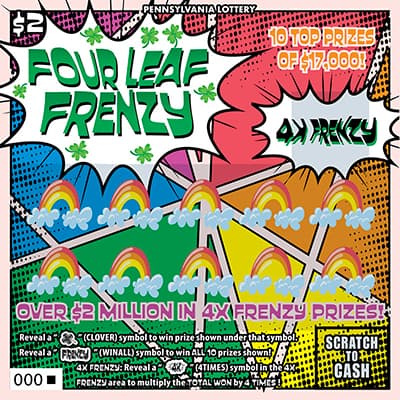 Four Leaf Frenzy scratch-off ticket