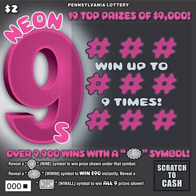Neon 9s scratch-off ticket