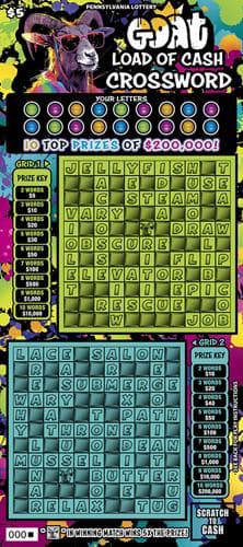 Goat Load of Cash Crossword scratch-off ticket
