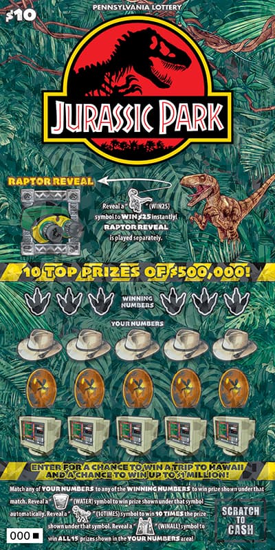 JURASSIC PARK scratch-off ticket