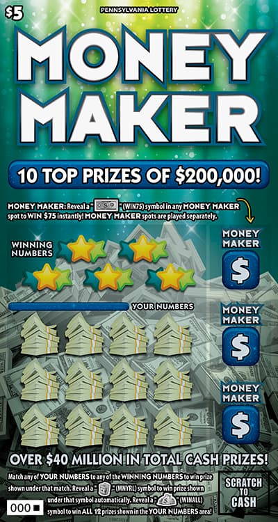 Money Maker scratch-off ticket