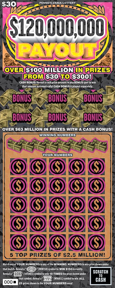 $120,000,000 Payout scratch-off ticket