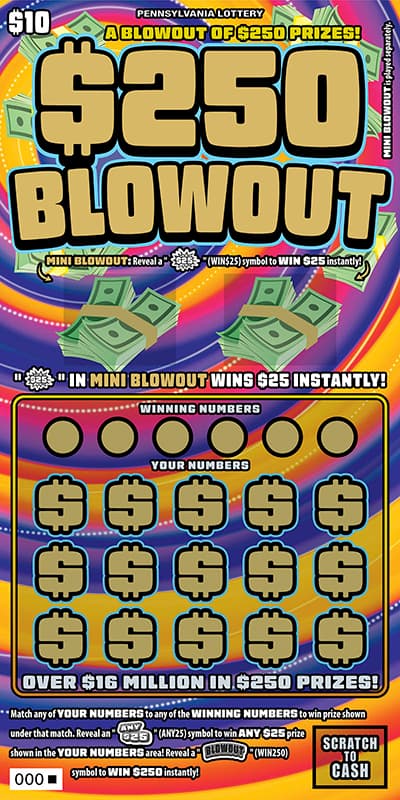 $250 Blowout scratch-off ticket