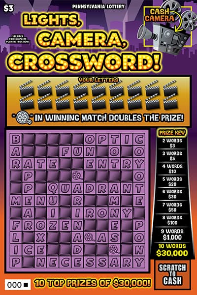 Lights, Camera, Crossword scratch-off ticket