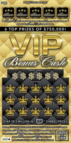 VIP Bonus Cash scratch-off ticket