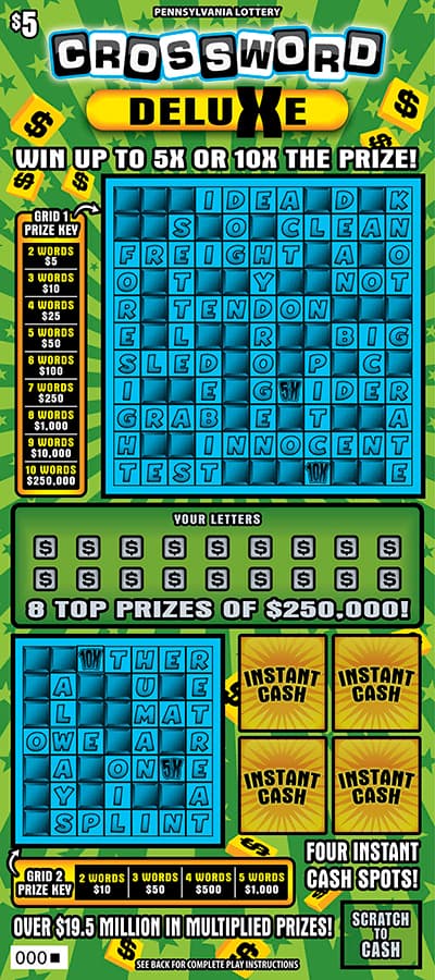 Crossword Deluxe scratch-off ticket