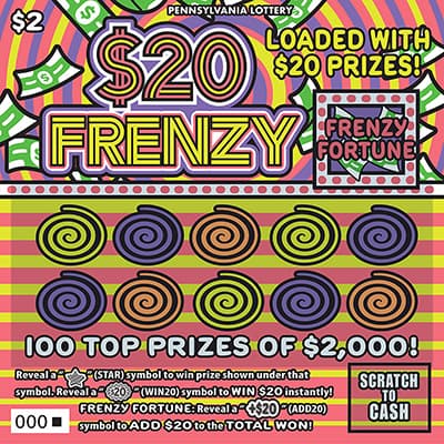 $20 Frenzy scratch-off ticket