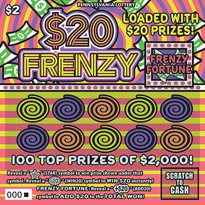 $20 Frenzy scratch-off ticket