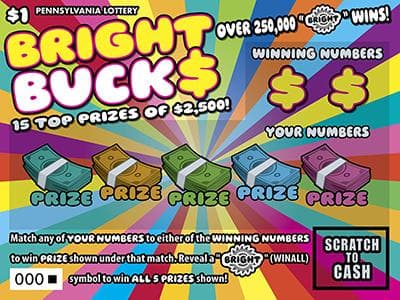 Bright Buck$ scratch-off ticket
