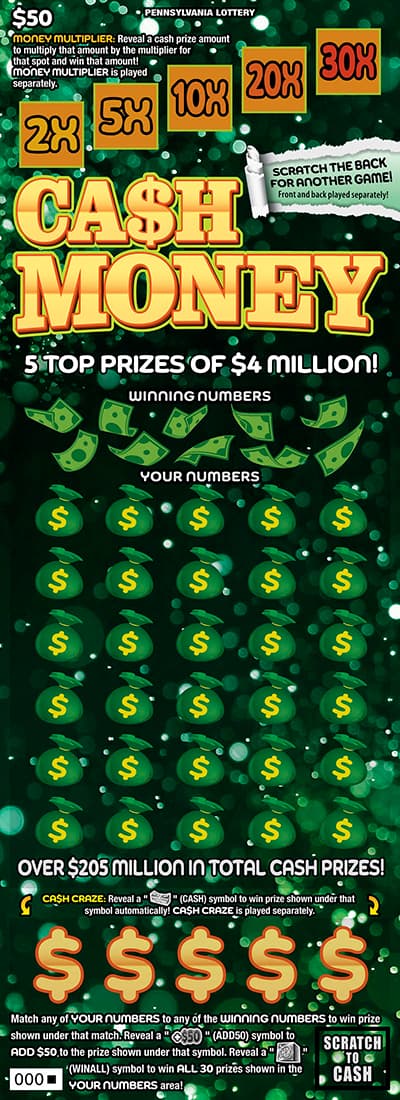 Ca$h Money scratch-off ticket
