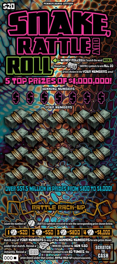 Snake, Rattle and Roll scratch-off ticket
