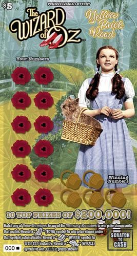 THE WIZARD OF OZ™ YELLOW BRICK ROAD scratch-off ticket