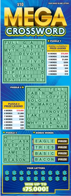 MEGA CROSSWORD scratch-off ticket