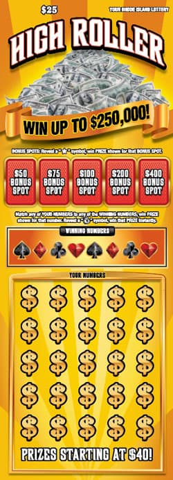 HIGH ROLLER scratch-off ticket