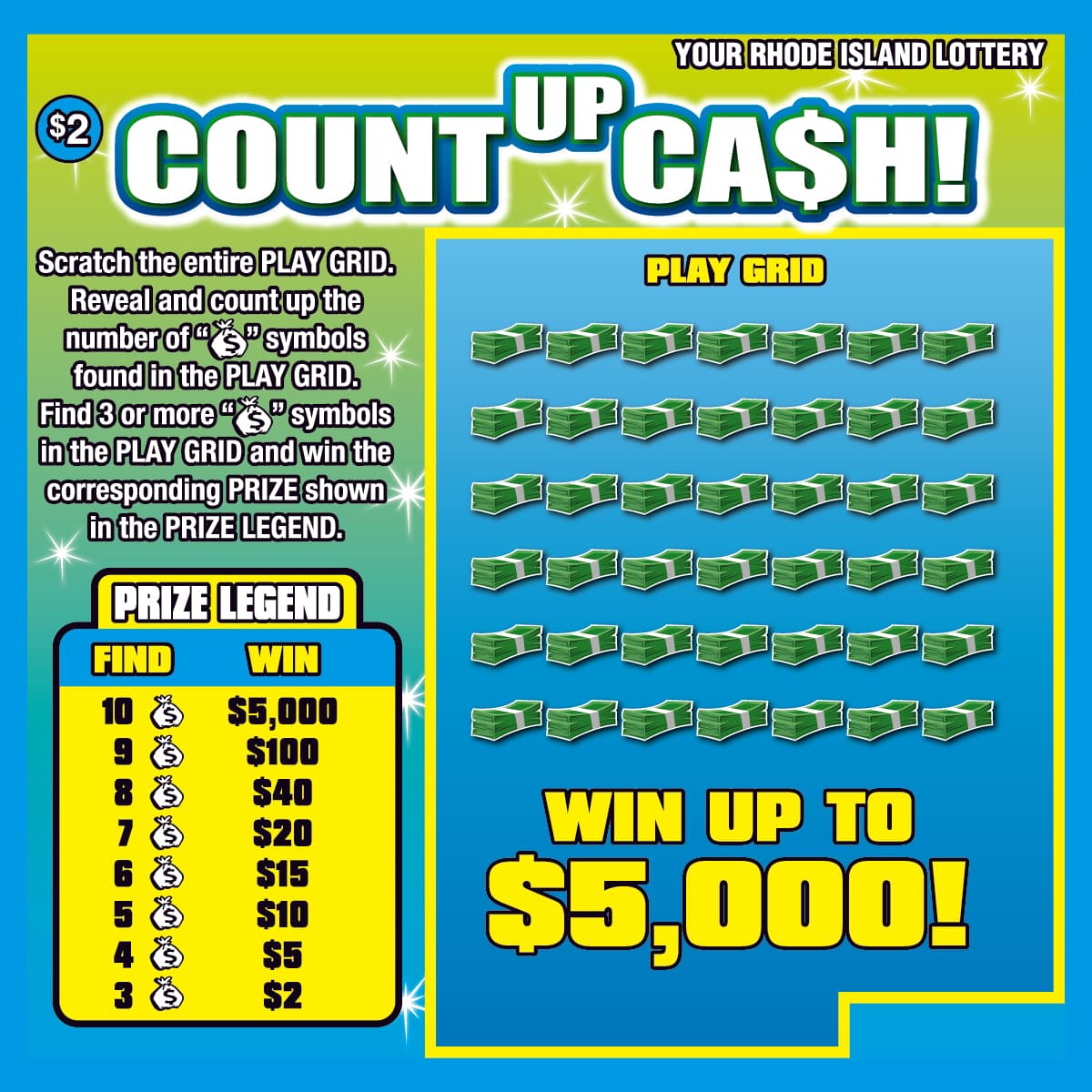 COUNT UP CASH scratch-off ticket