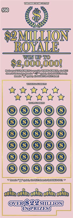 2 MILLION ROYALE scratch-off ticket