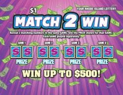 MATCH 2 WIN scratch-off ticket