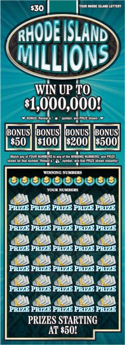 RHODE ISLAND MILLIONS scratch-off ticket