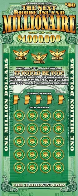 THE NEXT RHODE ISLAND MILLNRE scratch-off ticket