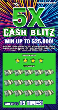 5X CASH BLITZ scratch-off ticket