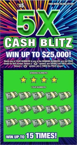 5X CASH BLITZ scratch-off ticket