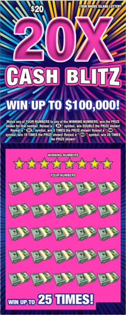 20X CASH BLITZ scratch-off ticket