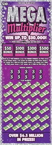 MEGA MULTIPLIER scratch-off ticket
