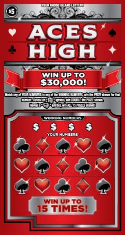 ACES HIGH scratch-off ticket