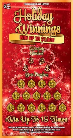 HOLIDAY WINNINGS 5 scratch-off ticket