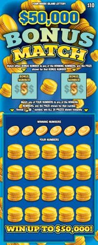 $50,000 BONUS MATCH scratch-off ticket