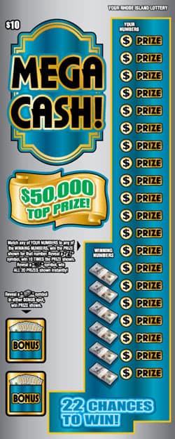 MEGA CASH scratch-off ticket