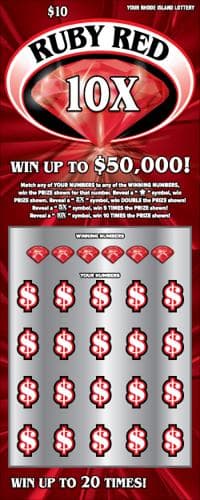 RUBY RED 10X scratch-off ticket