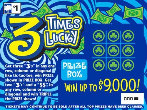 3 Times Lucky scratch-off ticket