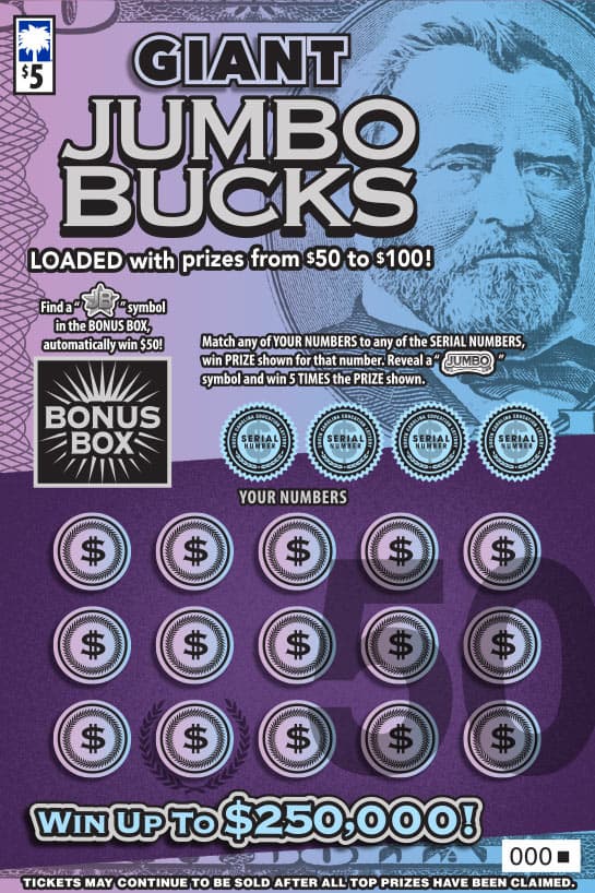 Giant Jumbo Bucks scratch-off ticket